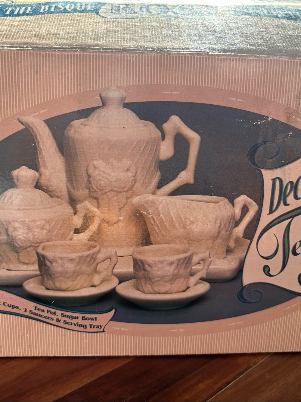 Cracker Barrel Bisque Rose Miniature Tea Set